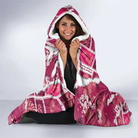 Hawaii Japanese Culture Pink Hooded Blanket Spring Cranes Aloha Pattern