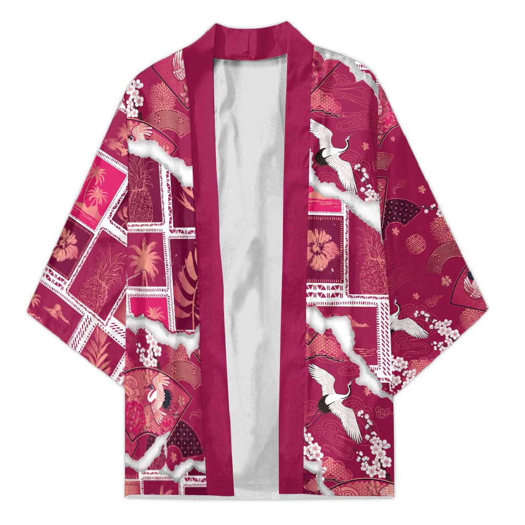 Hawaii Japanese Culture Pink Kimono Spring Cranes Aloha Pattern