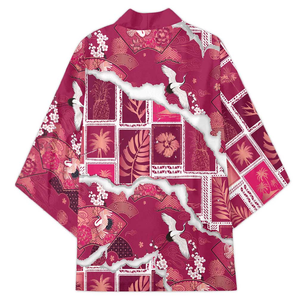 Hawaii Japanese Culture Pink Kimono Spring Cranes Aloha Pattern