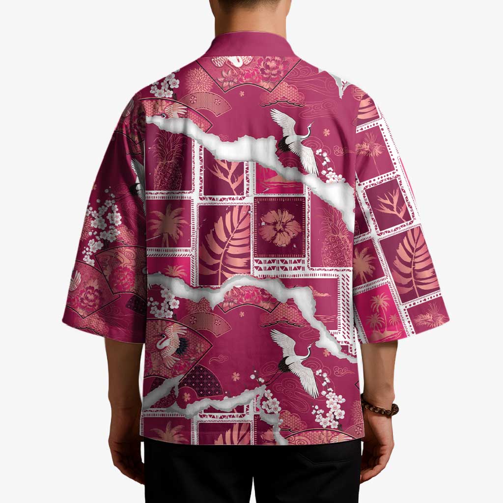 Hawaii Japanese Culture Pink Kimono Spring Cranes Aloha Pattern