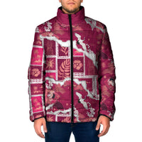 Hawaii Japanese Culture Pink Padded Jacket Spring Cranes Aloha Pattern