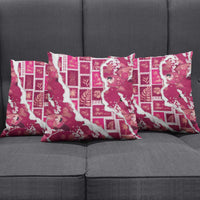 Hawaii Japanese Culture Pink Pillow Cover Spring Cranes Aloha Pattern