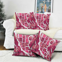 Hawaii Japanese Culture Pink Pillow Cover Spring Cranes Aloha Pattern