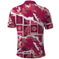 Hawaii Japanese Culture Pink Polo Shirt Spring Cranes Aloha Pattern LT01 - Polynesian Pride
