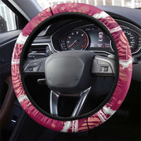 Hawaii Japanese Culture Pink Steering Wheel Cover Spring Cranes Aloha Pattern