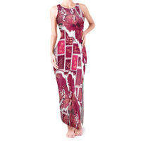 Hawaii Japanese Culture Pink Tank Maxi Dress Spring Cranes Aloha Pattern