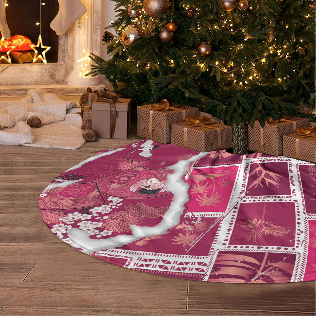 Hawaii Japanese Culture Pink Tree Skirt Spring Cranes Aloha Pattern LT01 - Polynesian Pride