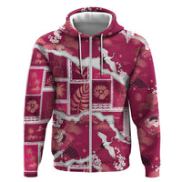 Hawaii Japanese Culture Pink Zip Hoodie Spring Cranes Aloha Pattern LT01 Zip Hoodie Pink - Polynesian Pride