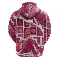 Hawaii Japanese Culture Pink Zip Hoodie Spring Cranes Aloha Pattern LT01 - Polynesian Pride
