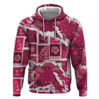 Hawaii Japanese Culture Pink Zip Hoodie Spring Cranes Aloha Pattern LT01 Pullover Hoodie Pink - Polynesian Pride