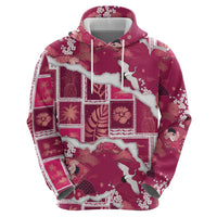 Hawaii Japanese Culture Pink Zip Hoodie Spring Cranes Aloha Pattern LT01 - Polynesian Pride