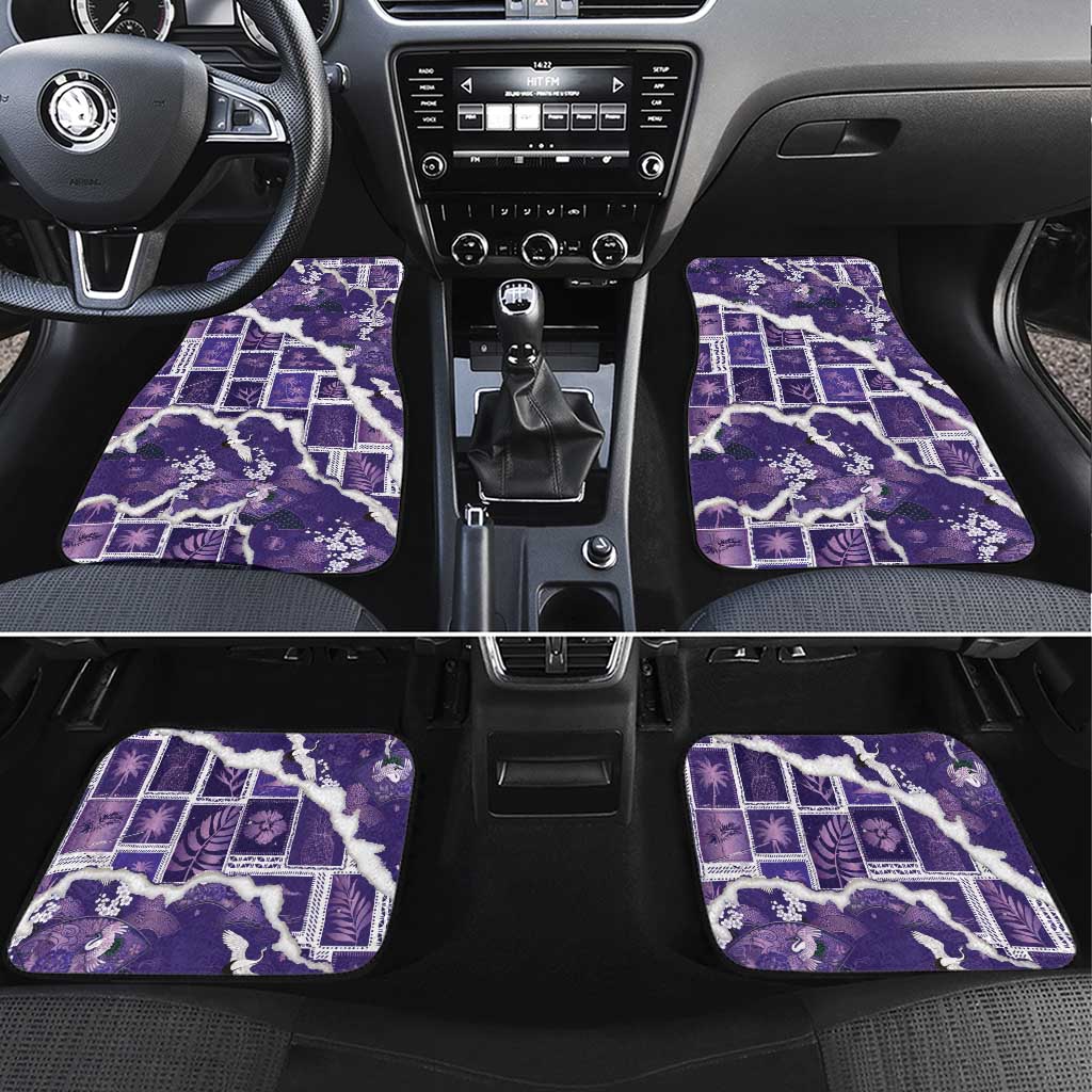 Hawaii Japanese Culture Purple Car Mats Spring Cranes Aloha Pattern