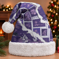 Hawaii Japanese Culture Purple Christmas Santa Hat Spring Cranes Aloha Pattern LT01 With Fur Purple - Polynesian Pride