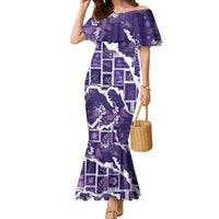 Hawaii Japanese Culture Purple Family Matching Mermaid Dress and Hawaiian Shirt Spring Cranes Aloha Pattern LT01 Mom's Dress Purple - Polynesian Pride