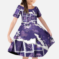 Hawaii Japanese Culture Purple Family Matching Summer Maxi Dress and Hawaiian Shirt Spring Cranes Aloha Pattern LT01 Daughter's Dress Purple - Polynesian Pride