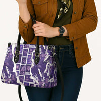 Hawaii Japanese Culture Purple Leather Bag Spring Cranes Aloha Pattern