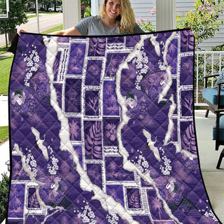Hawaii Japanese Culture Purple Quilt Spring Cranes Aloha Pattern LT01 - Single / 130cm x 150cm / Purple