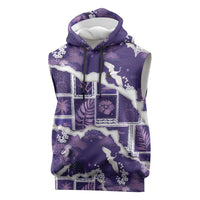 Hawaii Japanese Culture Purple Sleeveless Hoodie Spring Cranes Aloha Pattern