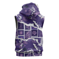 Hawaii Japanese Culture Purple Sleeveless Zip Hoodie Spring Cranes Aloha Pattern