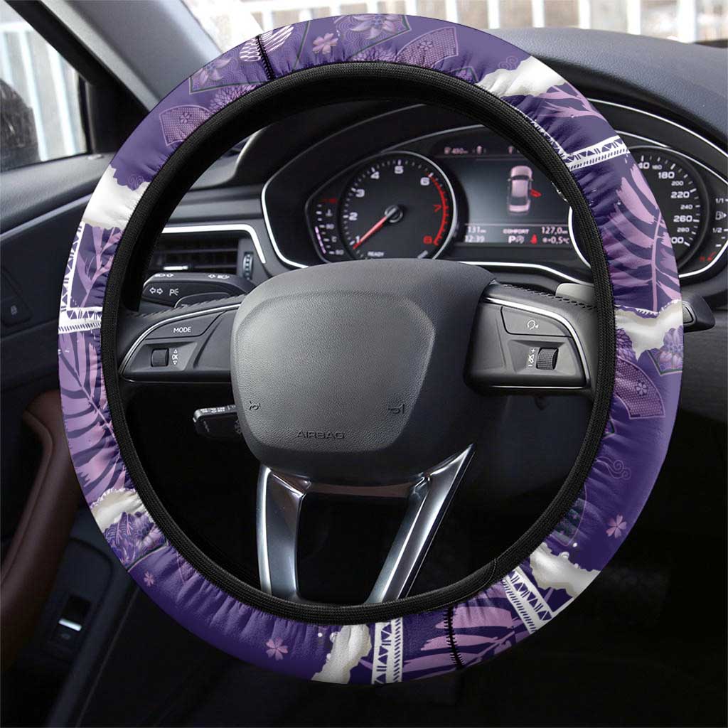 Hawaii Japanese Culture Purple Steering Wheel Cover Spring Cranes Aloha Pattern