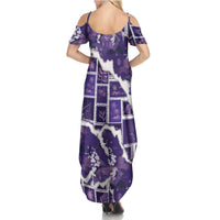 Hawaii Japanese Culture Purple Summer Maxi Dress Spring Cranes Aloha Pattern