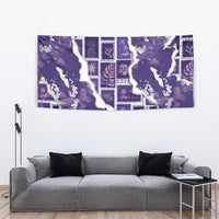 Hawaii Japanese Culture Purple Tapestry Spring Cranes Aloha Pattern