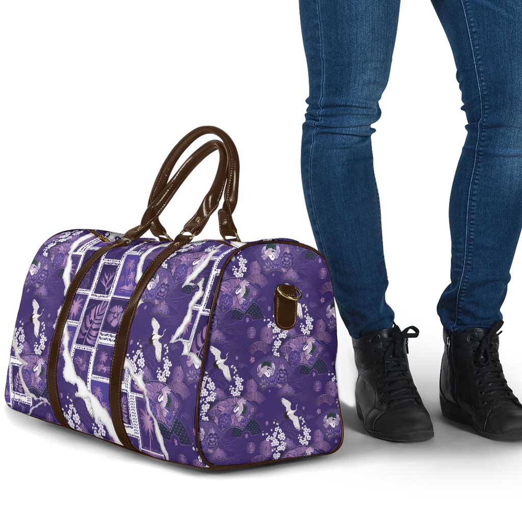 Hawaii Japanese Culture Purple Travel Bag Spring Cranes Aloha Pattern