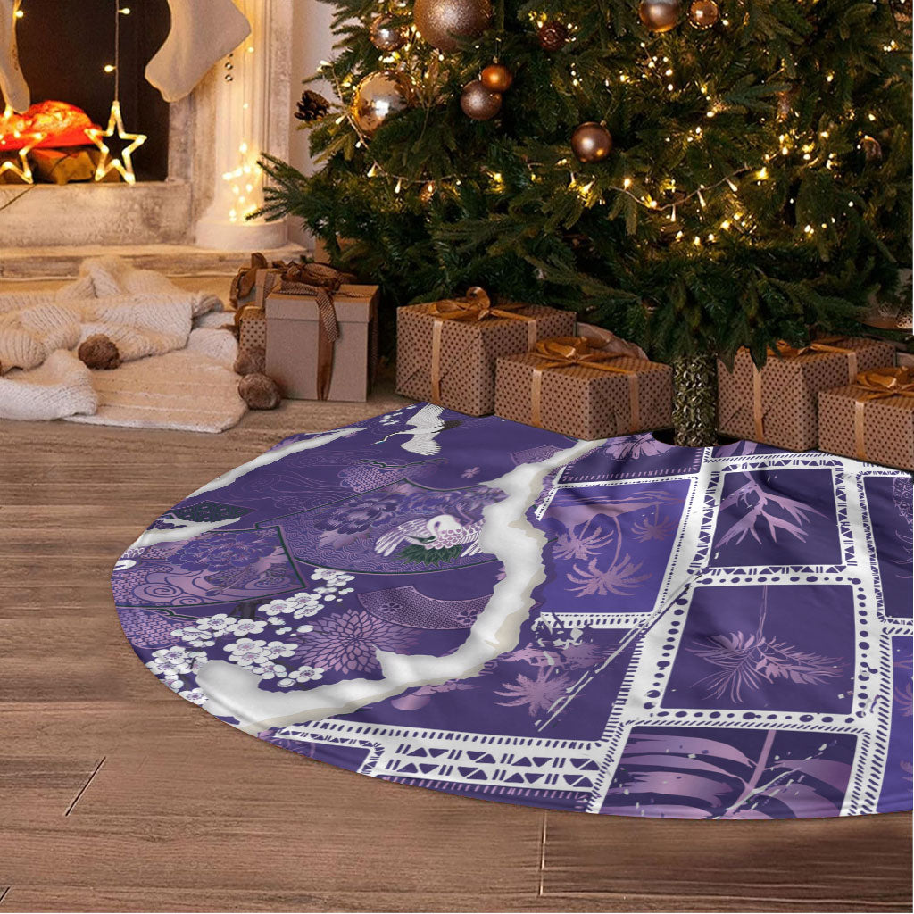 Hawaii Japanese Culture Purple Tree Skirt Spring Cranes Aloha Pattern LT01 - Polynesian Pride