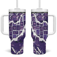 Hawaii Japanese Culture Purple Tumbler With Handle Spring Cranes Aloha Pattern