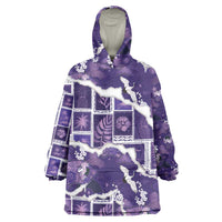 Hawaii Japanese Culture Purple Wearable Blanket Hoodie Spring Cranes Aloha Pattern LT01 One Size Purple - Polynesian Pride