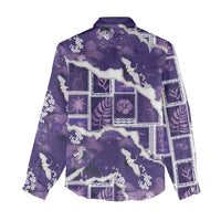 Hawaii Japanese Culture Purple Women Casual Shirt Spring Cranes Aloha Pattern LT01 - Polynesian Pride