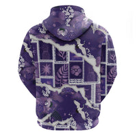 Hawaii Japanese Culture Purple Zip Hoodie Spring Cranes Aloha Pattern