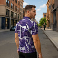 Hawaii Japanese Culture Purple Zipper Polo Shirt Spring Cranes Aloha Pattern