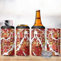 Hawaii Japanese Culture Red 4 in 1 Can Cooler Tumbler Spring Cranes Aloha Pattern LT01 - Polynesian Pride