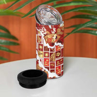 Hawaii Japanese Culture Red 4 in 1 Can Cooler Tumbler Spring Cranes Aloha Pattern LT01 - Polynesian Pride