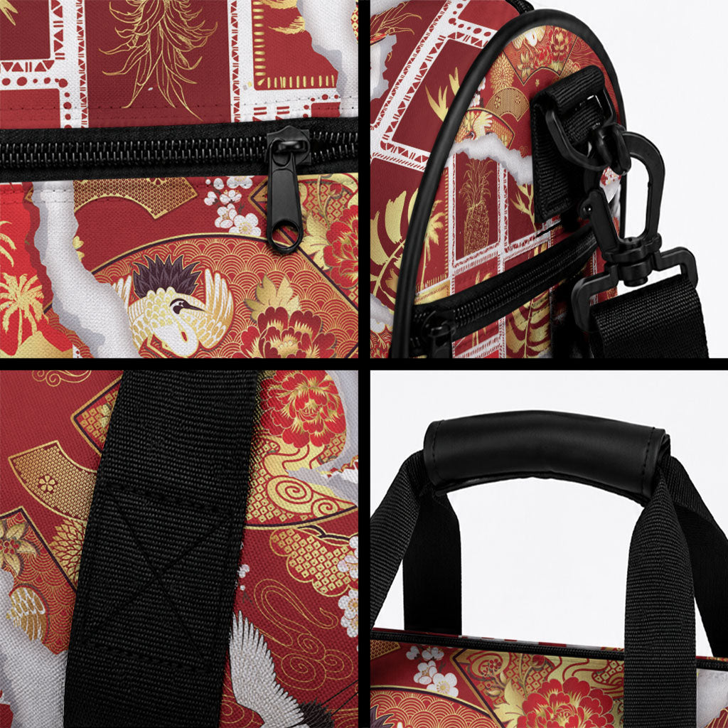 Hawaii Japanese Culture Red Duffle Bag Spring Cranes Aloha Pattern LT01 - Polynesian Pride
