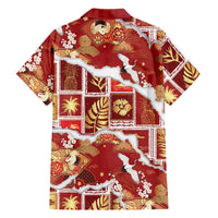 Hawaii Japanese Culture Red Family Matching Mermaid Dress and Hawaiian Shirt Spring Cranes Aloha Pattern LT01 - Polynesian Pride