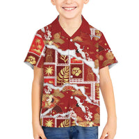 Hawaii Japanese Culture Red Family Matching Summer Maxi Dress and Hawaiian Shirt Spring Cranes Aloha Pattern LT01 Son's Shirt Red - Polynesian Pride