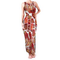 Hawaii Japanese Culture Red Family Matching Tank Maxi Dress and Hawaiian Shirt Spring Cranes Aloha Pattern LT01 Mom's Dress Red - Polynesian Pride