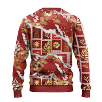 Hawaii Japanese Culture Red Ugly Christmas Sweater Spring Cranes Aloha Pattern LT01 - Polynesian Pride