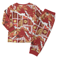 Hawaii Japanese Culture Red Christmas Pajama Set Spring Cranes Aloha Pattern LT01 - Polynesian Pride