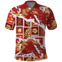 Hawaii Japanese Culture Red Polo Shirt Spring Cranes Aloha Pattern LT01 Red - Polynesian Pride