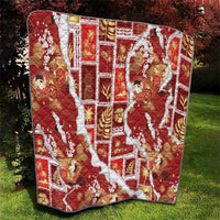 Hawaii Japanese Culture Red Quilt Spring Cranes Aloha Pattern