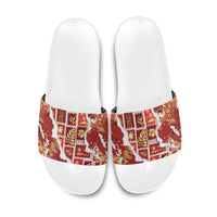 Hawaii Japanese Culture Red Slide Sandals Spring Cranes Aloha Pattern