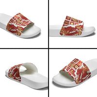 Hawaii Japanese Culture Red Slide Sandals Spring Cranes Aloha Pattern
