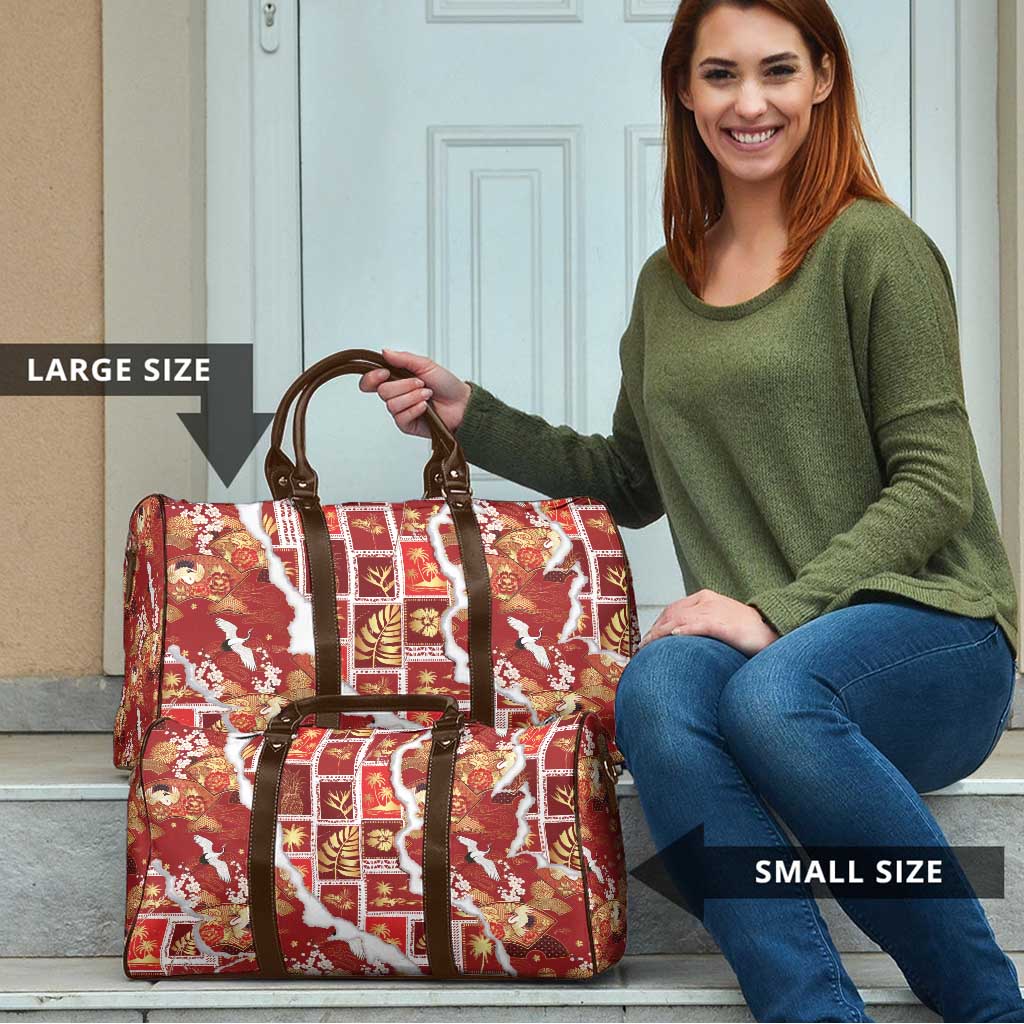 Hawaii Japanese Culture Red Travel Bag Spring Cranes Aloha Pattern LT01 - Polynesian Pride
