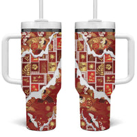 Hawaii Japanese Culture Red Tumbler With Handle Spring Cranes Aloha Pattern LT01 One Size: 40 oz Red - Polynesian Pride