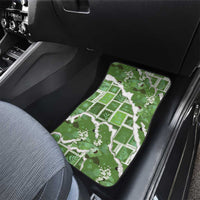 Hawaii Japanese Culture Sage Green Car Mats Spring Cranes Aloha Pattern