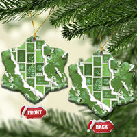 Hawaii Japanese Culture Sage Green Ceramic Ornament Spring Cranes Aloha Pattern LT01 Snow Flake Sage - Polynesian Pride