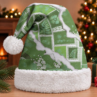 Hawaii Japanese Culture Sage Green Christmas Santa Hat Spring Cranes Aloha Pattern LT01 With Fur Sage - Polynesian Pride